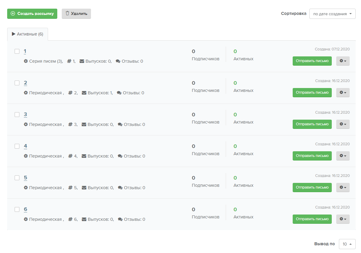 Автоматические серии писем